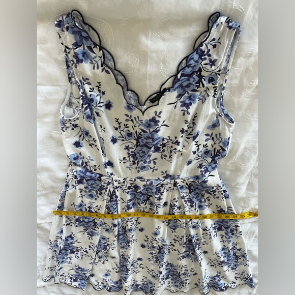 For Cynthia XL White w/Blue Floral Print Sleeveless MidAxi Dress - Picture 9 of 14